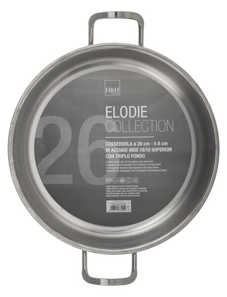 Casseruola semifonda 2 manici Elodie in acciaio inox 18/10 cm 26