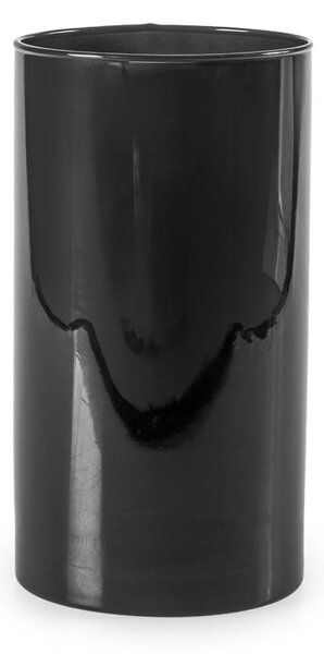 Vaso in vetro colore nero cilindrico cm 12x20h