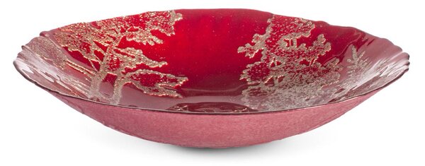 Centrotavola Redwood in vetro decorato rosso e oro cm 21