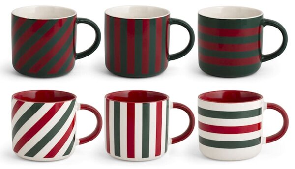 Confezione 6 tazze mug natalizie Holly in new bone china decorate cc 360