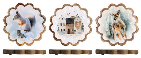 Piatto in legno festonato H&H 25 cm