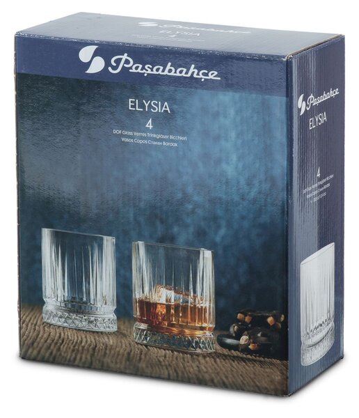 Confezione 4 bicchieri DOF whisky Elysia in vetro cl 35,5