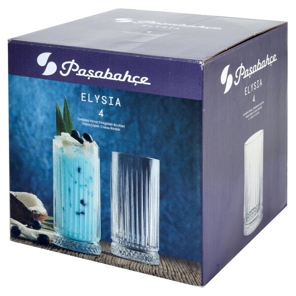 Confezione 4 bicchieri long drink Elysia in vetro cl 44,5