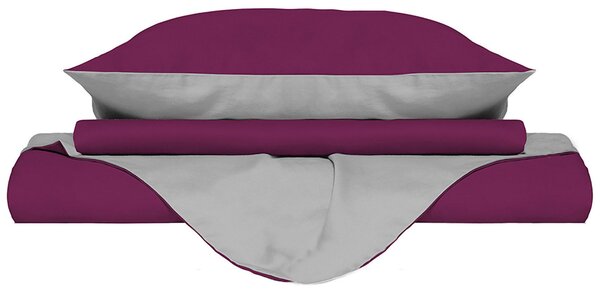 Copripiumino con Sacco e Federe Doubleface Fuxia/Grigio 1 Piazza e Mezzo