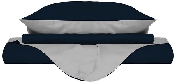 Copripiumino con Sacco e Federe Doubleface Blu Scuro/Grigio Chiaro 1 Piazza e Mezzo