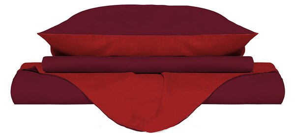 Copripiumino con Sacco e Federe Doubleface Rosso/Bordeaux Singolo