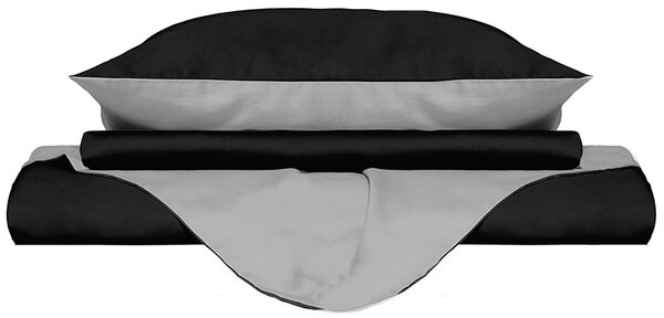 Copripiumino con Sacco e Federe Doubleface Nero/Grigio Chiaro Singolo