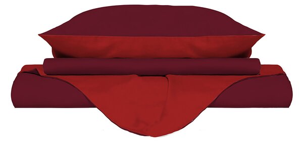 Copripiumino con Sacco e Federe Doubleface Rosso/Bordeaux Singolo
