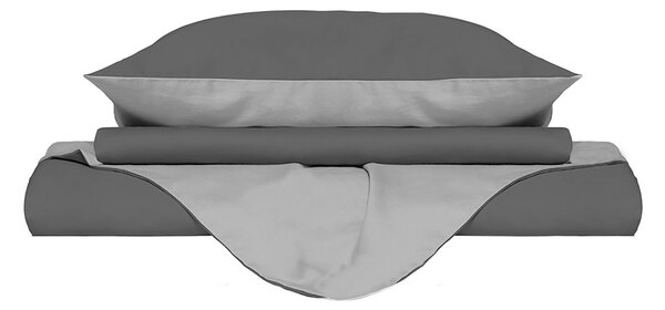 Copripiumino con Sacco e Federe Doubleface Grigio Chiaro/Fumo Singolo
