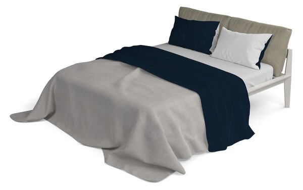 Set Lenzuola Sopra Sotto e Federe Doubleface Blu Scuro/Grigio Chiaro Matrimoniale