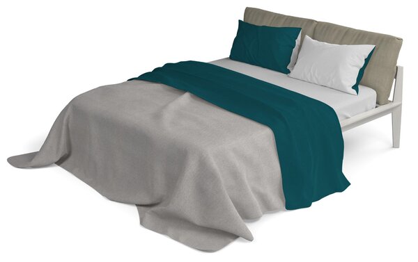 Set Lenzuola Sopra Sotto e Federe Doubleface Verde Petrolio/Grigio Chiaro Matrimoniale