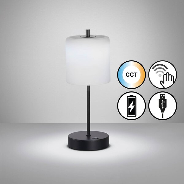 FH Lighting Lampada LED da tavolo Riva nero/opal Altezza 34,5 cm