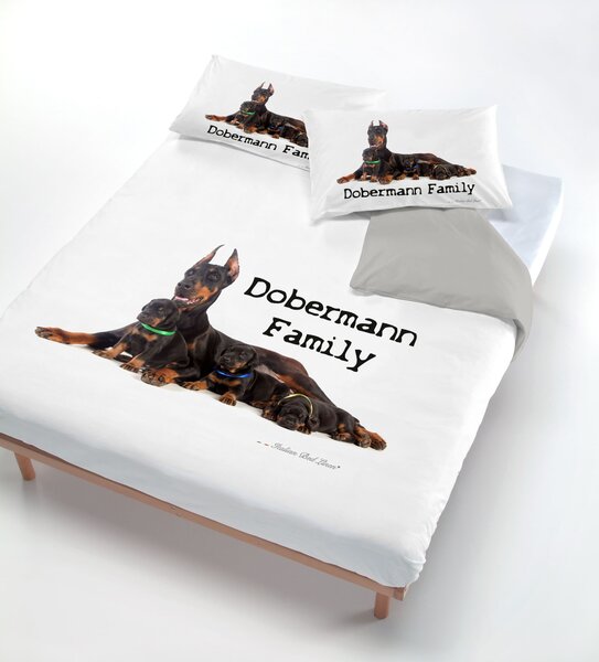 Copripiumino con Stampa sul Sacco e Federe Doberman Family Singolo