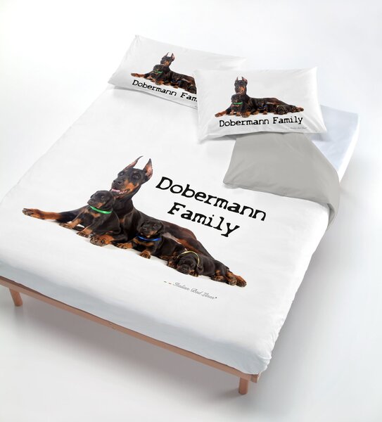 Copripiumino con Stampa sul Sacco e Federe Doberman Family Singolo