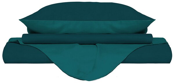 Copripiumino con Sacco e Federe Doubleface Verde Petrolio/Verde Bottiglia Singolo
