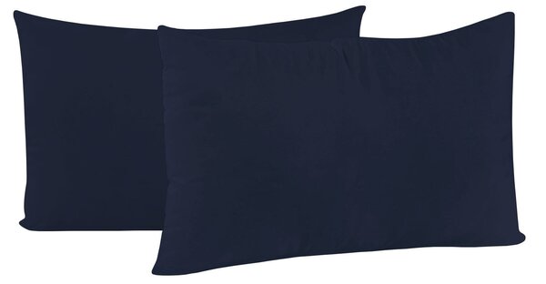 Coppia di Federe 52x82 cm in Microfibra Tinta Unita Blu Scuro