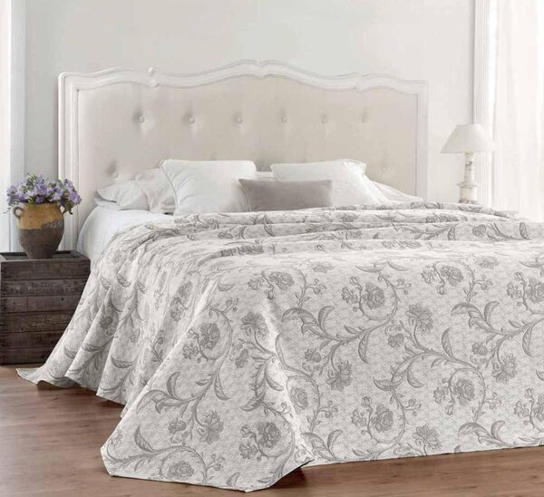 Copriletto Matrimoniale in Jacquard Tinto Filo Cober Provenzale Grigio Perla