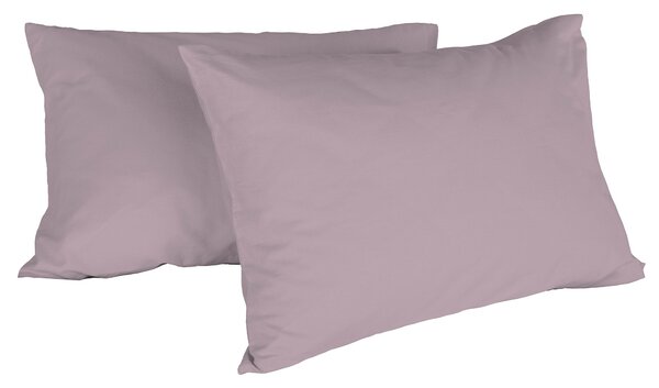 Coppia di Federe 52x82 cm Tinta Unita in Cotone Rosa Antico