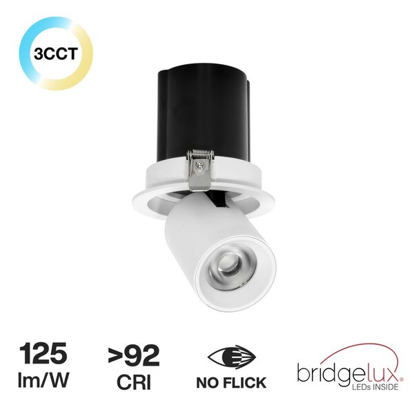 Faro LED da Incasso 15W, Orientabile, CCT Bianco Variabile, Foro Ø75mm Colore Bianco Variabile CCT