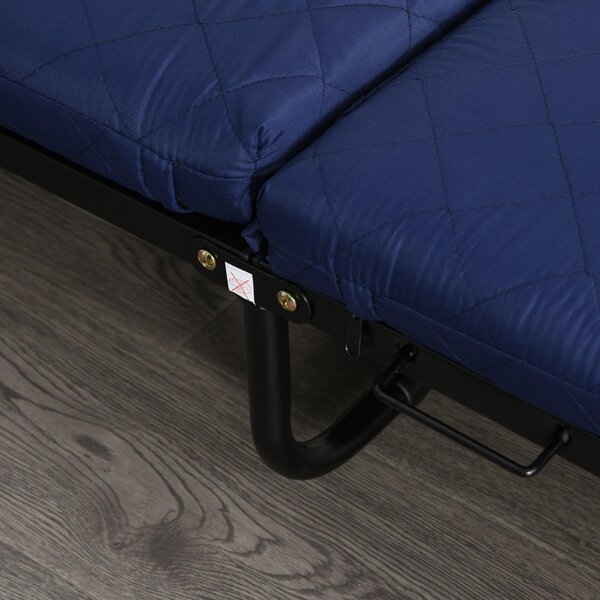 Lettino Singolo Brandina Pieghevole 184x65x26 cm in Acciaio Blu