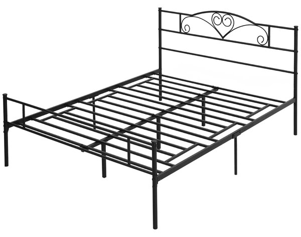 Struttura Letto Matrimoniale 160x200 cm in Acciaio con Doghe Integrate Nero