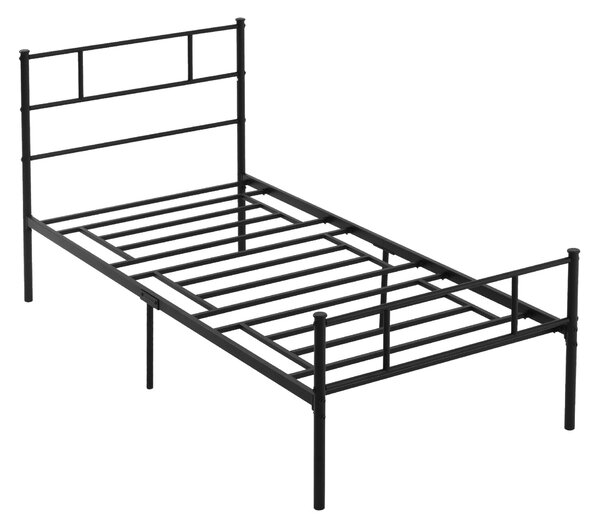 Struttura Letto Singolo 90x200 cm in Acciaio con Doghe Integrate Nero