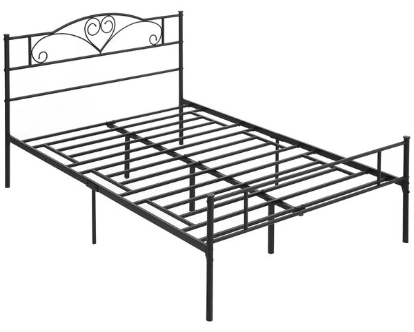 Struttura Letto Una Piazza e Mezzo 140x200 cm in Acciaio con Doghe Integrate Nero