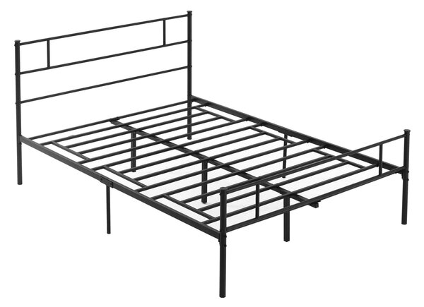 Struttura Letto Una Piazza e Mezzo 140x200 cm in Acciaio con Doghe Integrate Nero