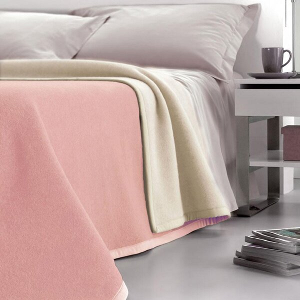 Coperta Pura Lana Singola Dobleface 450gr Cober Double Rosa