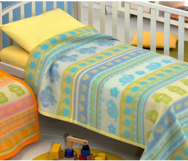 Coperta Misto Lana per Lettino 150x110cm 400gr Cober Chiocciola Baby Azzurro