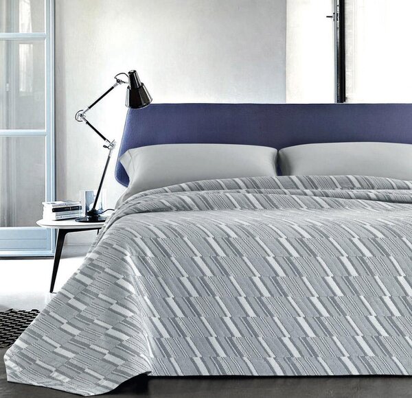 Copriletto Singolo in Jacquard Tinto Filo Cober Affi Graf Grigio Perla