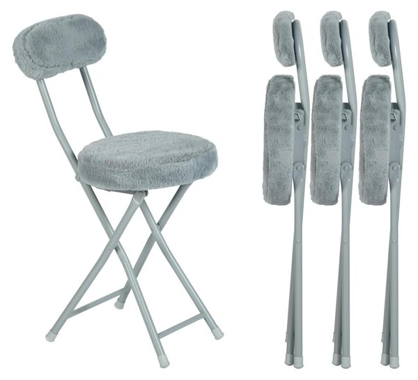 Sedia da ufficio rivestita in ecopelliccia, grigia, dimensioni 30x45x75 cm, confezione da 4