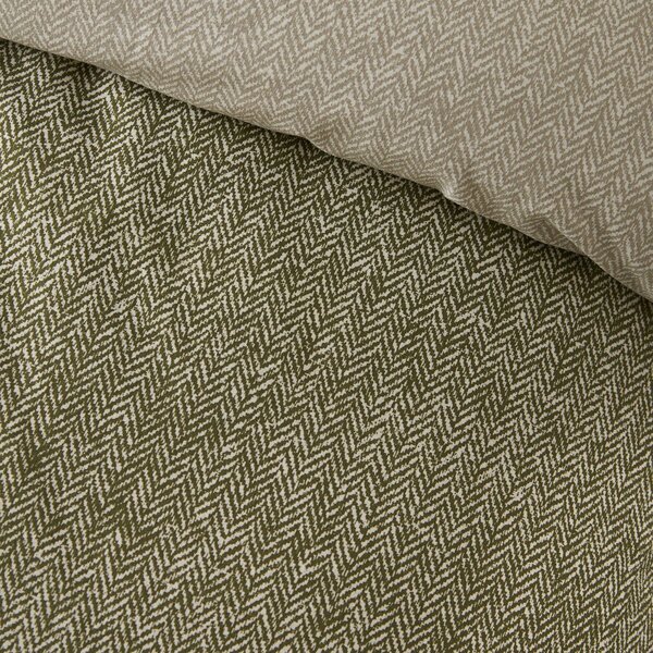 Set copripiumino e federa verde in flanella per letto singolo 135x200 cm Brushed Herringbone – Catherine Lansfield