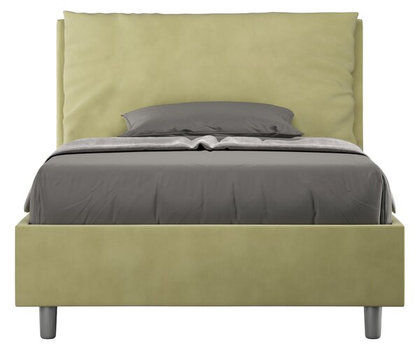 Letto 1 Piazza E Mezzo 110x190 cm Senza Rete Imbottito in Microfibra Antea Large Tè Verde