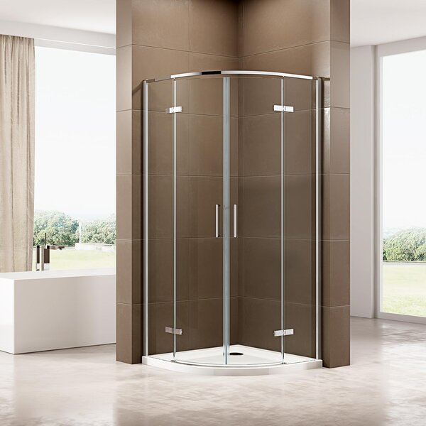 Cabina doccia a quarto di cerchio con porta a battente EX406A - Vetro di sicurezza temperato Nano - Dimensioni a scelta, misure cabina doccia: 80x80 cm