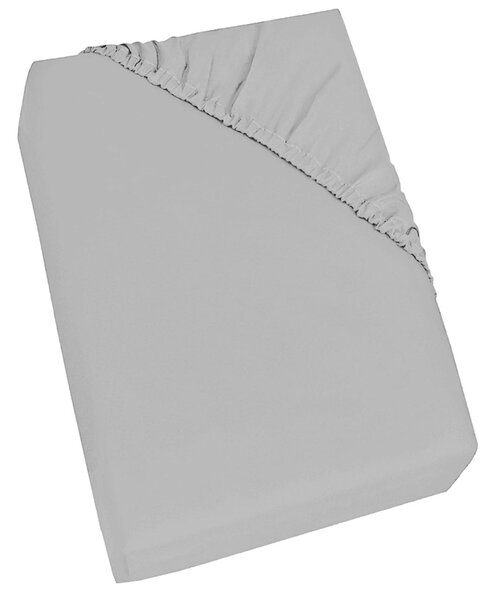 Lenzuolo Sotto con Angoli ed Elastico Tinta Unita Grigio Chiaro Singolo