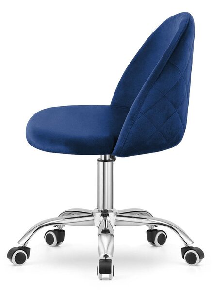 Sedia da scrivania "Gloria" in velluto blu | Sedia girevole e regolabile in altezza | Elegante sedia da ufficio per l'home office e le camerette