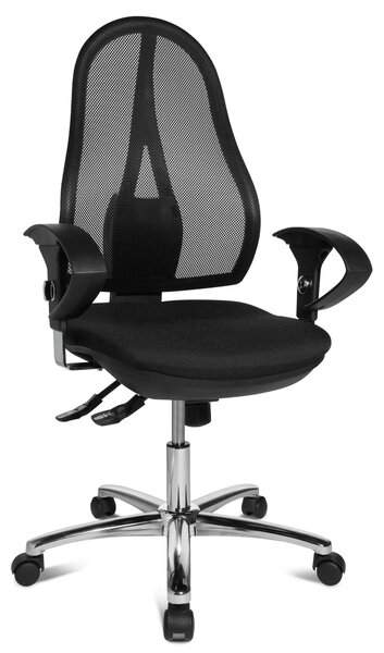Sedia girevole ergonomica con braccioli, rivestita in tessuto, colore nero