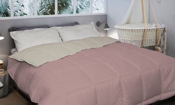 Piumino Singolo in Microfibra 300gr Doubleface Rosa/Beige