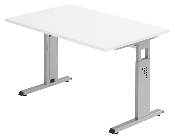 Bümö Scrivania Serie-O - Decorazione: bianco, struttura: argento, dimensioni: 120 x 80 cm
