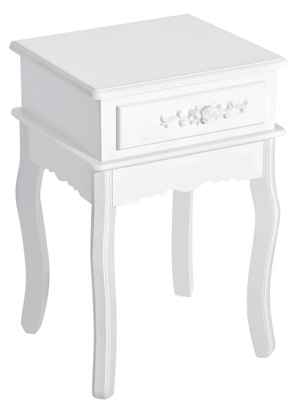 Comodino con Cassetto in Legno Bianco 40x35x60 cm