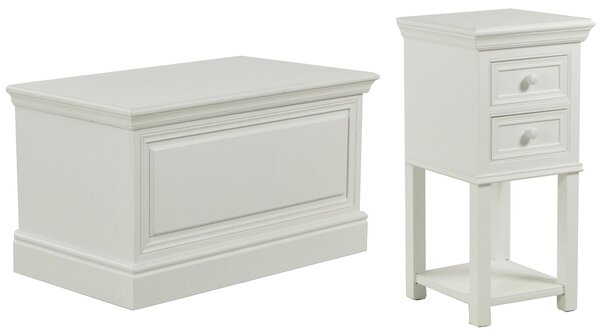 Set Comodino 2 Cassetti e Baule in Legno Nantes
