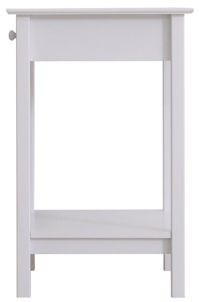 Comodino con Cassetto per Salotto Bagno Camera in Legno Bianco 39x39x61 cm