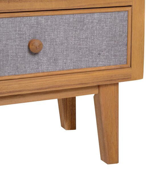 Comodino in Legno 3 Cassetti Legno e Grigio 44x30x63,5 cm