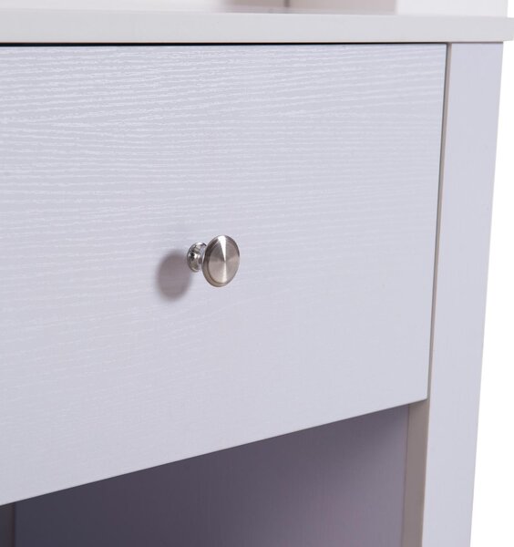 Comodino con Cassetto e Vano in Legno Bianco 53x42.5x59 cm