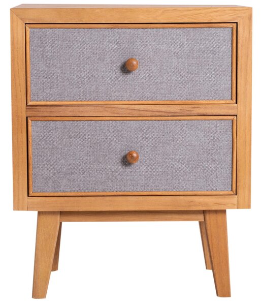 Comodino in Legno 2 Cassetti Legno e Grigio 44x30x55 cm