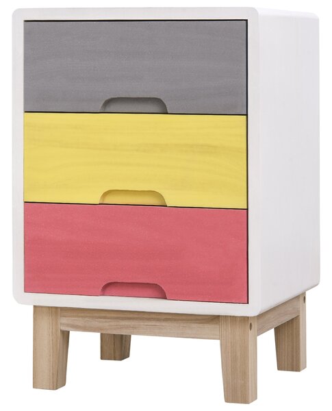 Comodino in Legno Colorato 3 Cassetti 30x34x51 cm