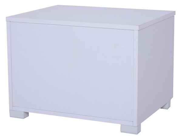 Comodino Moderno in Legno e Vetro 2 Cassetti con Maniglia Bianco 50x40x36,5 cm