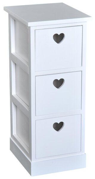 Set di 2 Comodino con 3 Cassetti in Legno MDF Bianco 25.5x30x62 cm