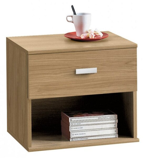 Comodino 41x43x36 cm 1 Cassetto 1 Ripiano in Legno Noce